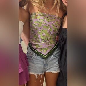 Floral Green and Purple Women's Top